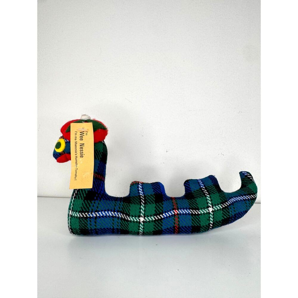 Vintage 1980s Wee Nessie Loch Ness Monster Tartan Plush Scottish Souvenir Toy